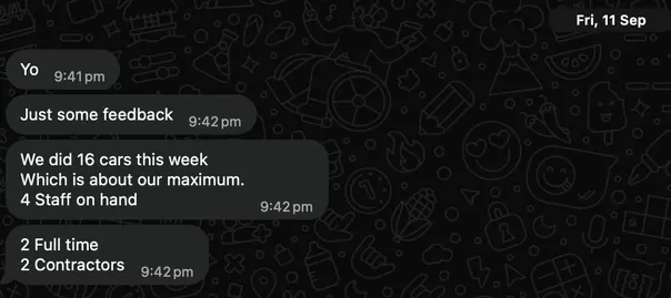 Message from a Tarai Marketing client