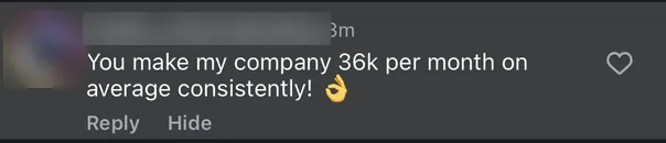 Message from a Tarai Marketing client